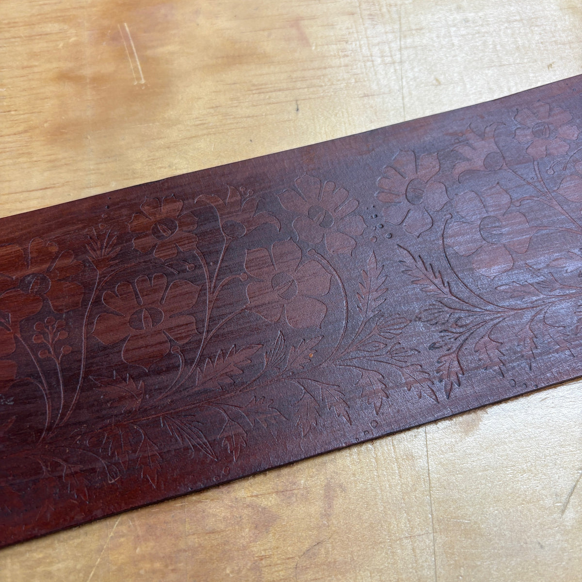 Handmade 39 in Wood Forest Floral Buffalo Belt