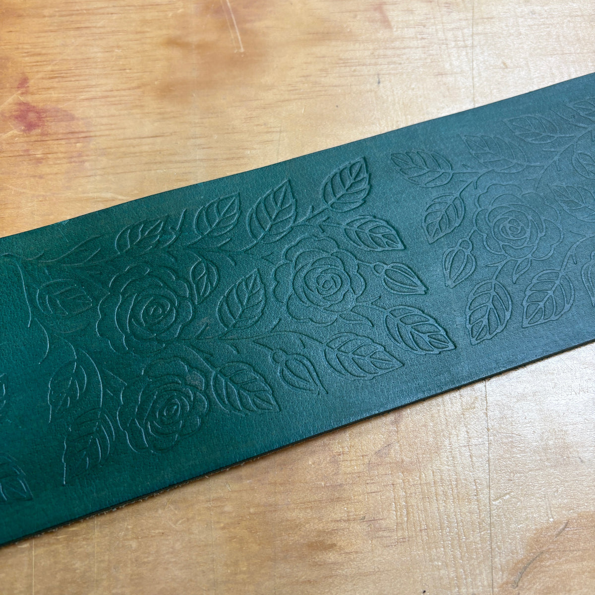 Handmade 33 in Forest Green Roses Buffalo Belt